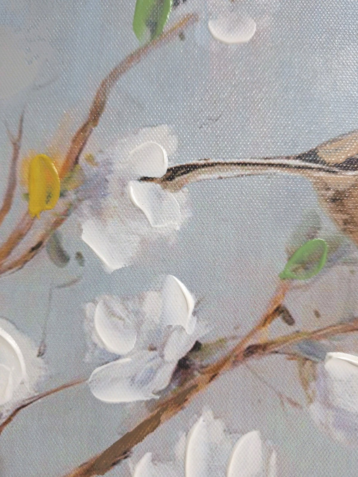 Formano Gemälde Blütenzweig NEU Blau Weiß Beige 40x40cm