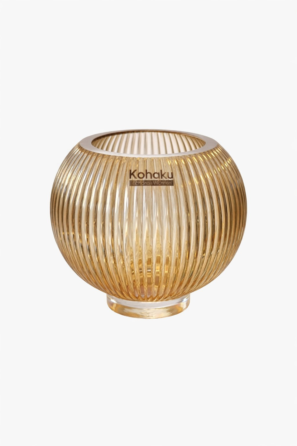 Kaheku Glas Teelichthalter LUMINA Neu Amber Kugelform 18 cm Hoch 16,5cm Rund