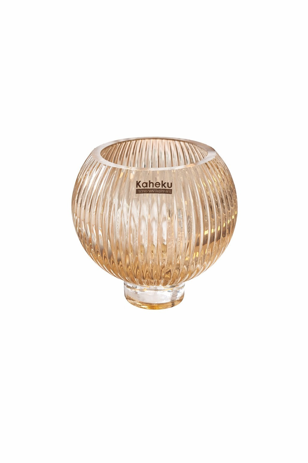 Kaheku Glas Teelichthalter LUMINA Neu Amber Kugelform 11 cm Hoch 10,5cm Rund
