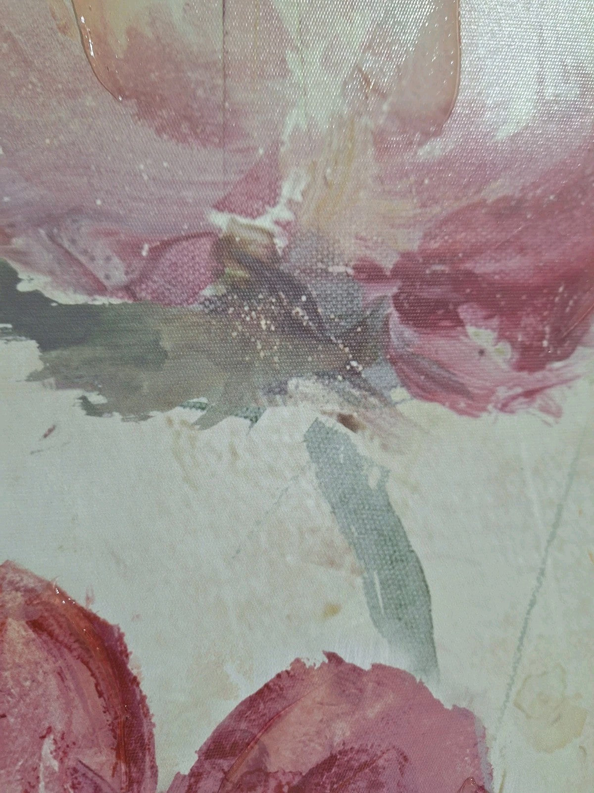 Gilde Gemälde Blüten Abstrakt NEU Pink Gelb Grün 70x70cm