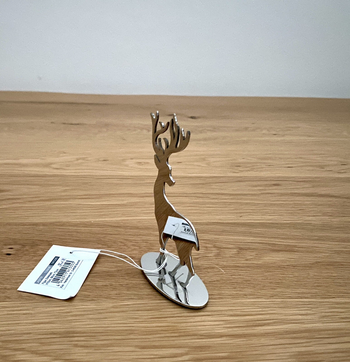 Fink Edelstahl Elch JASPER Neu auf Sockel Silber 10cm Hoch