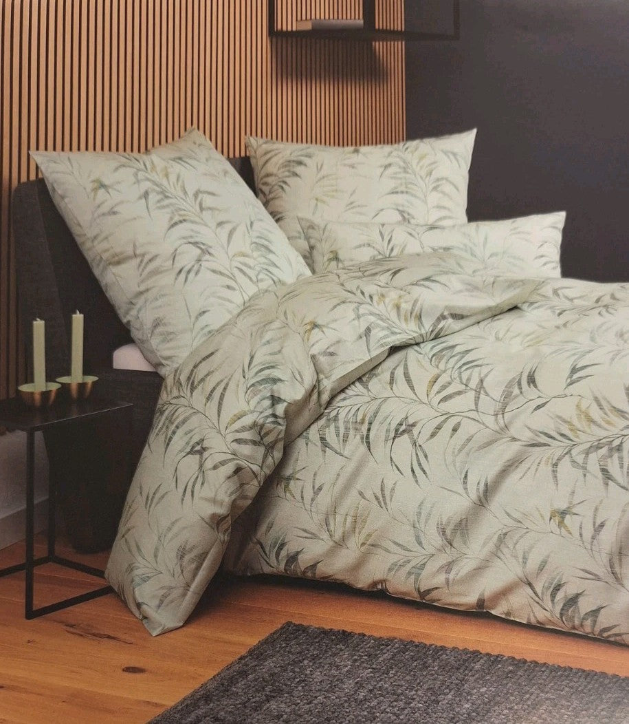 Janine Mako-Satin Bettwäsche Milano NEU Bambus Salbei Grün Olive 135x200cm