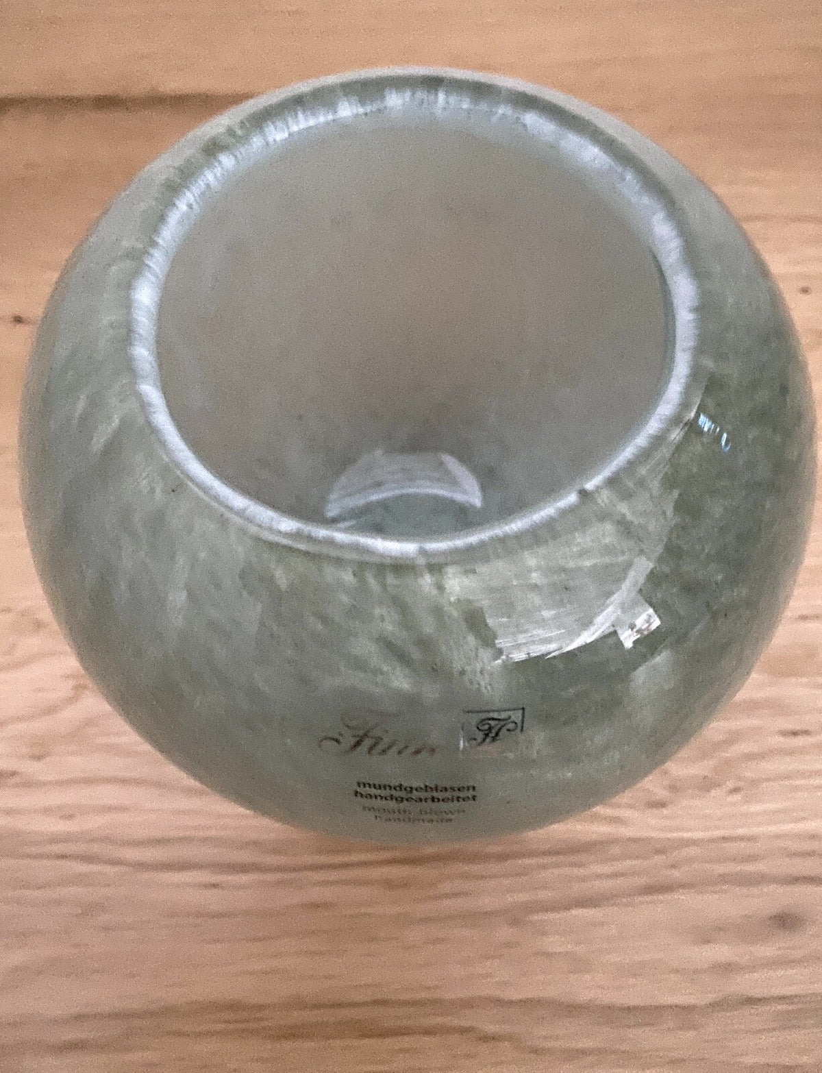 Fink moderne Glas Vase LESLY NEU Salbei 14 cm Hoch