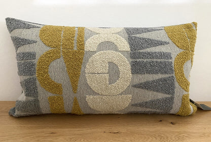 Rohleder moderne Jaquard Wende-Kissenhülle RUNE SUN NEU Gelb Creme Grau 60x35 cm