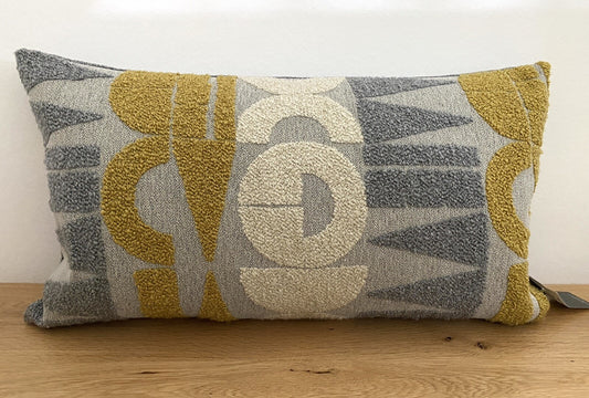Rohleder moderne Jaquard Wende-Kissenhülle RUNE SUN NEU Gelb Creme Grau 60x35 cm
