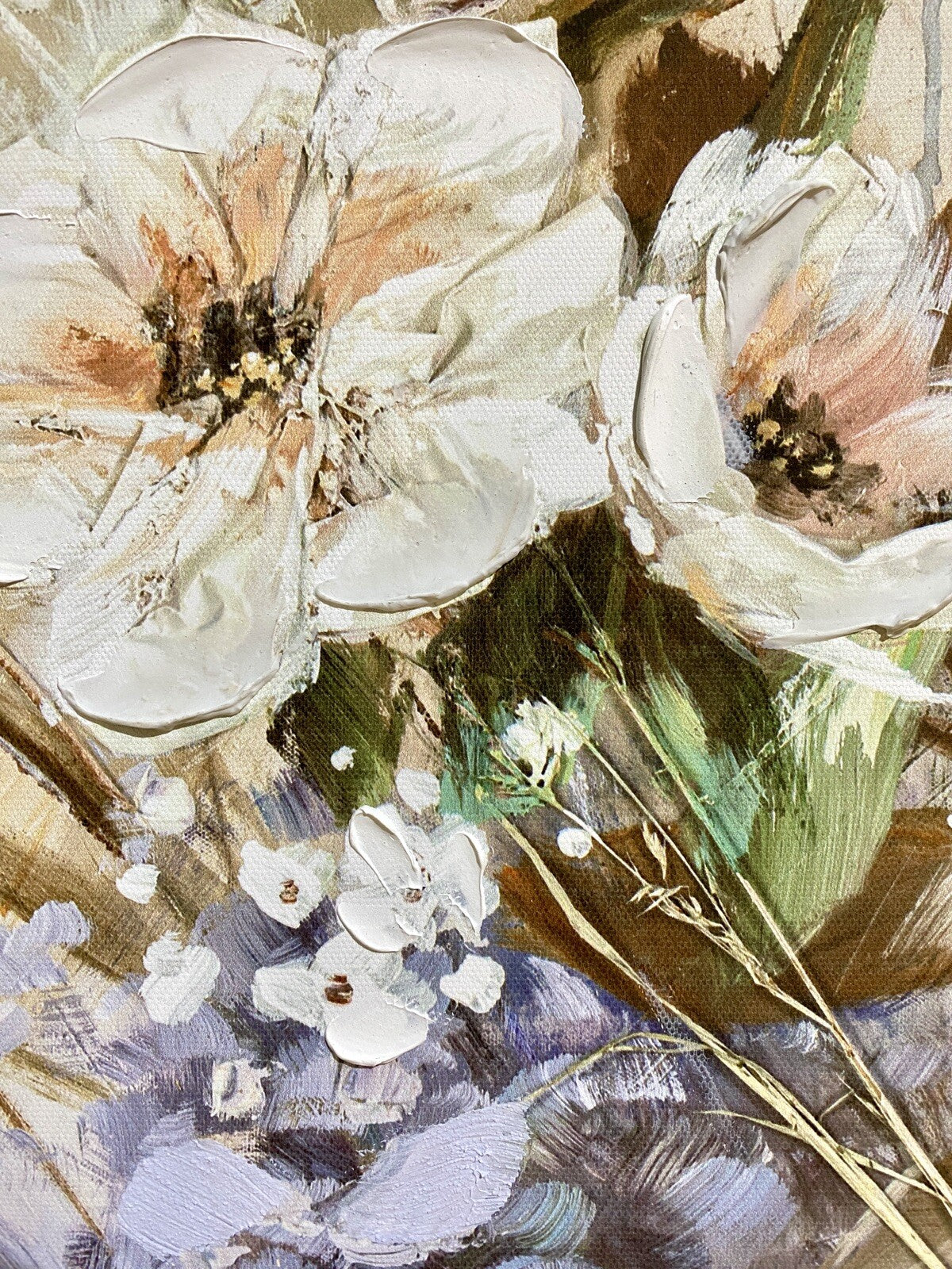 Gilde chices Gemälde Naturblume NEU  Creme Beige Grün 60x80 cm