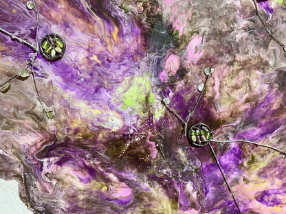 Raumstil Design Acryl Gemälde NEU mit Perlenapplikation Mehrfarbig 50x40cm