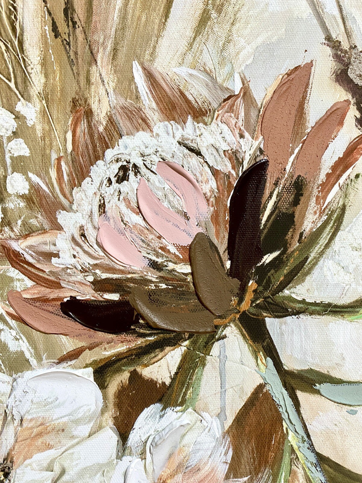 Gilde chices Gemälde Naturblume NEU  Creme Beige Grün 60x80 cm