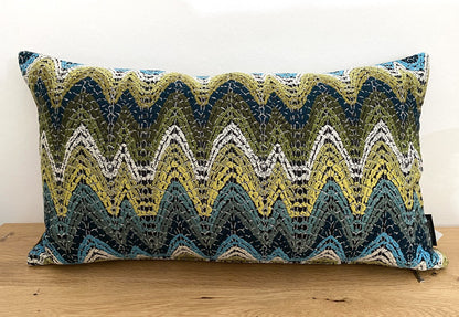 Rohleder moderne Jaquard Kissenhülle OLA GREEN NEU Blau Grün Gelb Weiß 60x35 cm