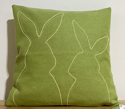 Sander bestickte Filz Kissenhülle BENNY WOOL Neu Hase Abstrakt Grün Gelb 40x40cm