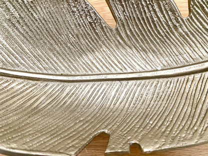 Casablanca moderne Blattschale NOSTRO NEU Aluminium Gold Relief 50cm Lang