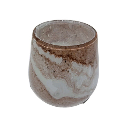 Fink Glas Windlicht MELLA Neu Weiß Braun 17 cm Hoch
