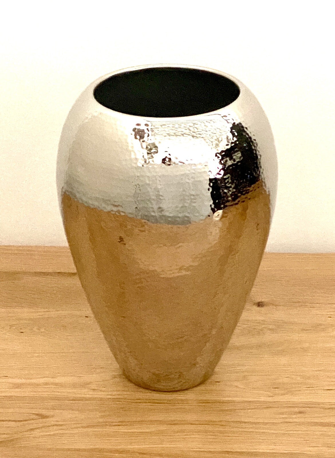Fink  moderne Edelstahl Vase MALANA NEU Gehämmert Vernickelt 32 cm Hoch