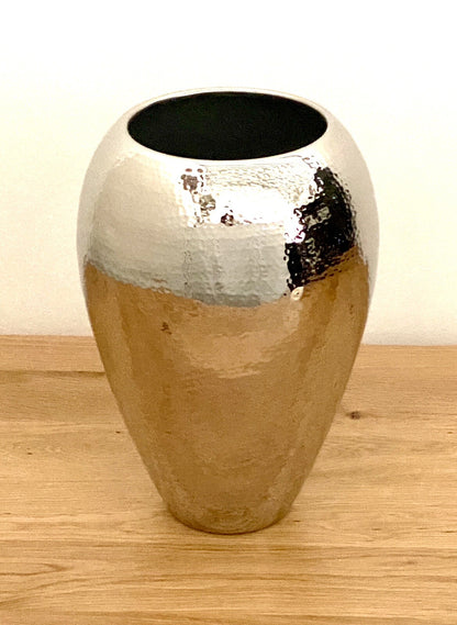 Fink  moderne Edelstahl Vase MALANA NEU Gehämmert Vernickelt 32 cm Hoch