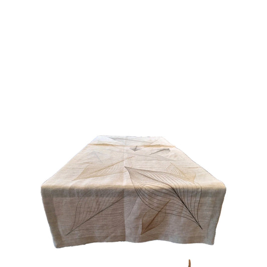 Sander Leinentischläufer Conway NEU Blattstickerei Sand Grau Braun Mais 50x150cm