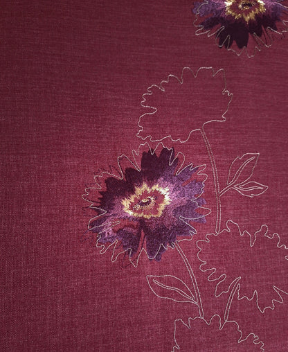 Sander Bestickter Tischläufer Flower Broschüre Weinrot Gold 50x150cm