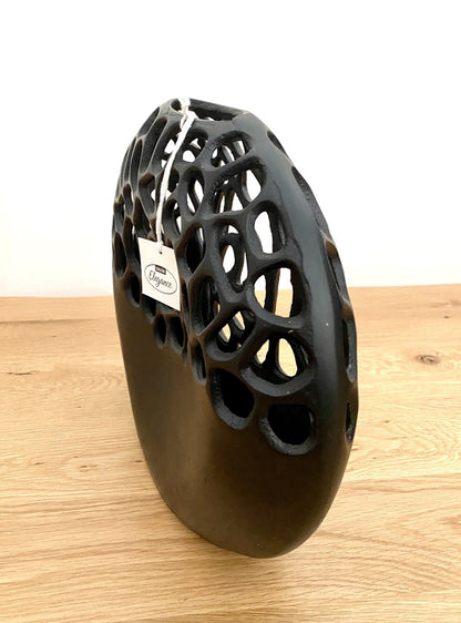 Gilde moderne Aluminium Vase OSAKA NEU Schwarz Korallen Design  27 cm Hoch