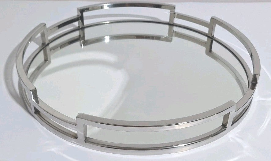 Fink modernes Spiegeltablett HOMMAGE NEU Edelstahl 40cm Rund