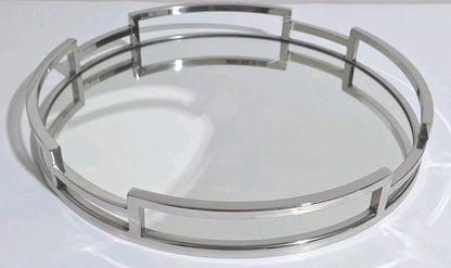 Fink modernes Spiegeltablett HOMMAGE NEU Edelstahl 40cm Rund
