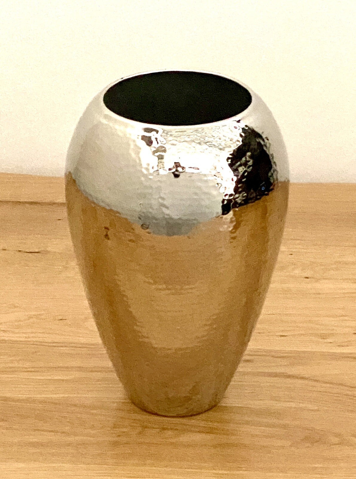 Fink  moderne Edelstahl Vase MALANA NEU Gehämmert Vernickelt 26 cm Hoch