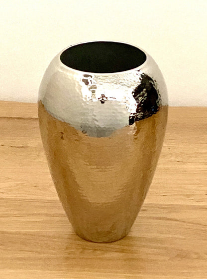Fink  moderne Edelstahl Vase MALANA NEU Gehämmert Vernickelt 26 cm Hoch
