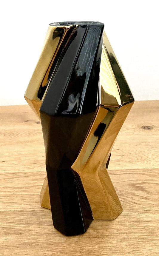 Gilde Dreamlight Keramik Vase NEU Schwarz Gold  25 cm Hoch