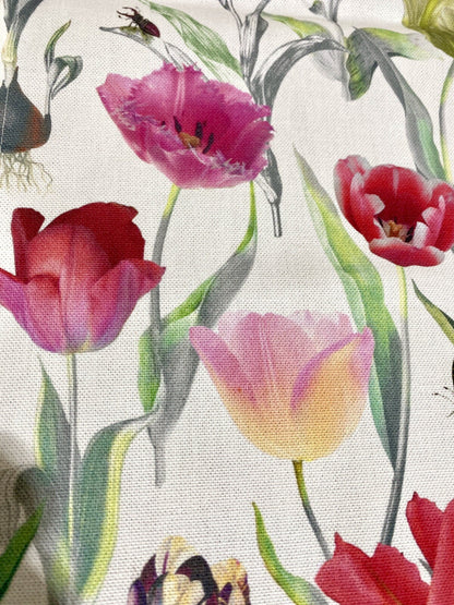 Apelt Frühlings-Tischband Tulpen NEU Digitaldruck Creme Mehrfarbig 25x175 cm