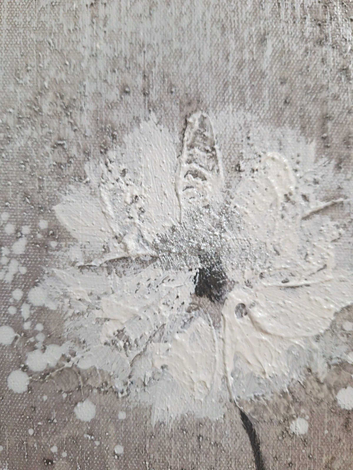 Gilde Gemälde Pusteblume mit Sisalapplikation Grau Weiß  Gelb  60x30 cm