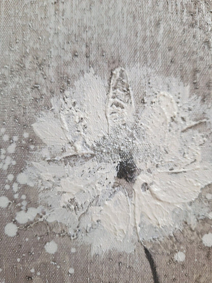 Gilde Gemälde Pusteblume mit Sisalapplikation Grau Weiß  Gelb  60x30 cm