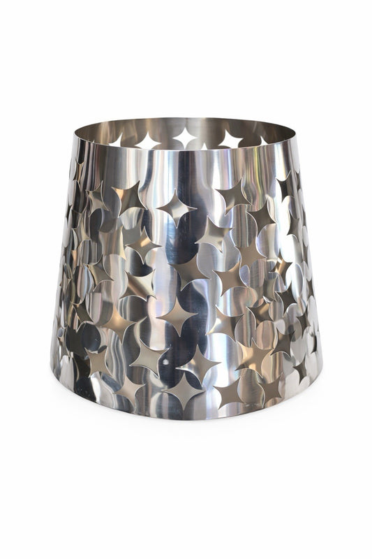 Fink Edelstahl Windlicht LUMA Neu Rauten Design Silber 30 cm Hoch