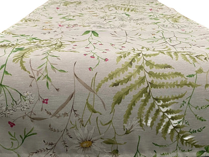 DEKORATEX Chicer Outdoor Tischläufer NEU Wiesenblumen Natur  Grün 40x140cm