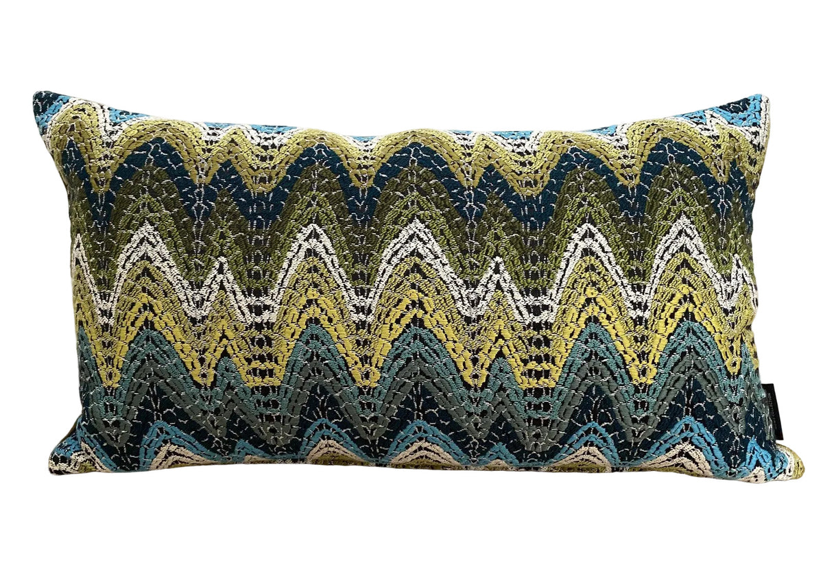 Rohleder moderne Jaquard Kissenhülle OLA GREEN NEU Blau Grün Gelb Weiß 60x35 cm