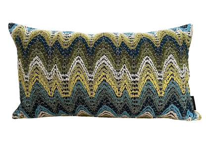 Rohleder moderne Jaquard Kissenhülle OLA GREEN NEU Blau Grün Gelb Weiß 60x35 cm