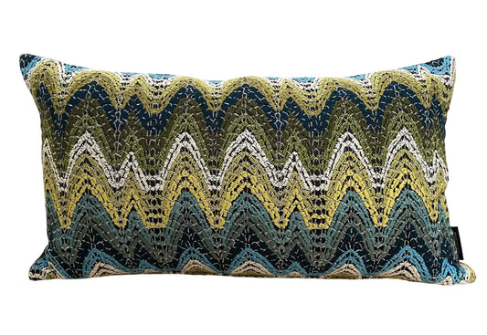 Rohleder moderne Jaquard Kissenhülle OLA GREEN NEU Blau Grün Gelb Weiß 60x35 cm