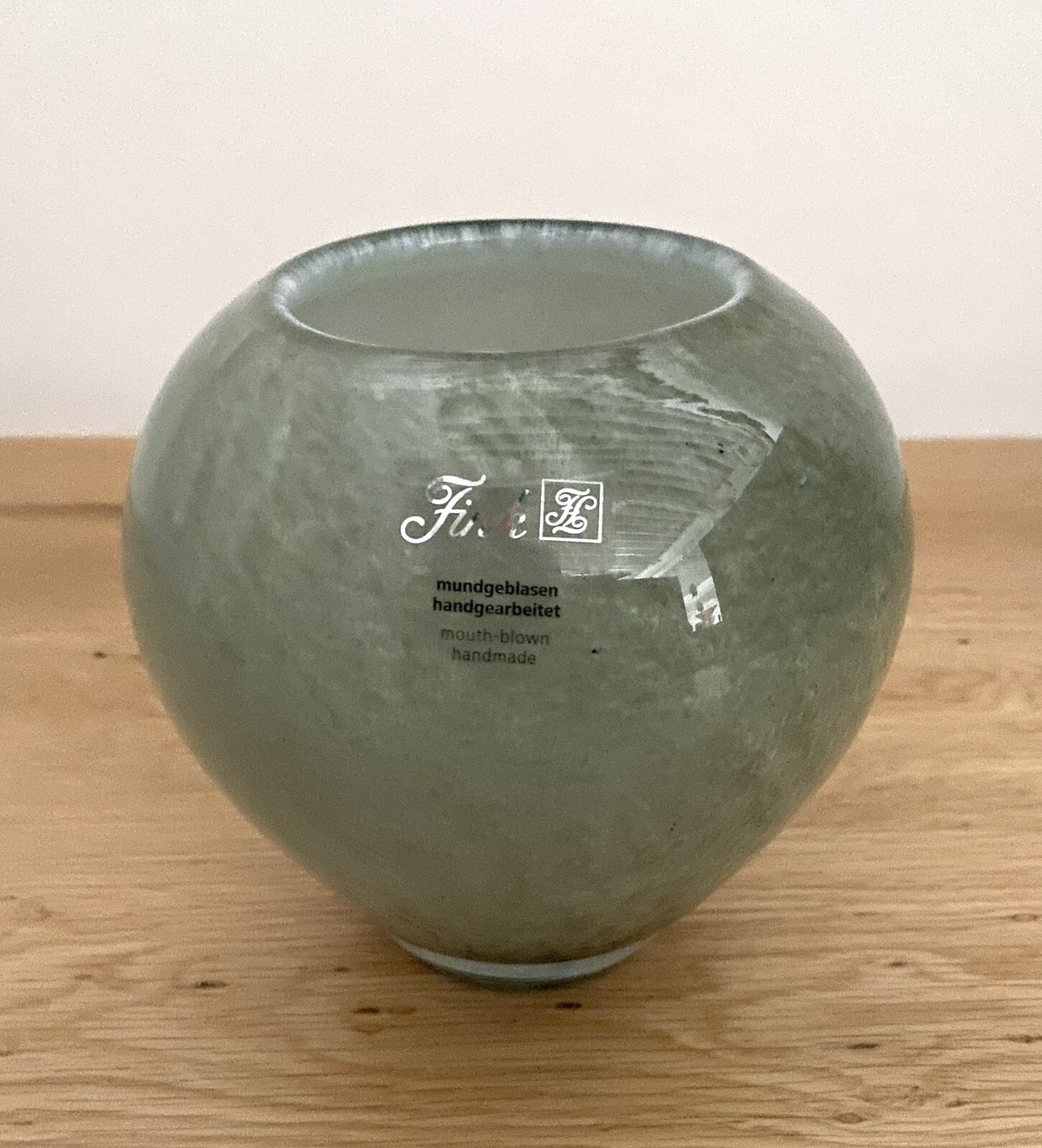 Fink  moderne Glas Vase LESLY NEU Salbei 14 cm Hoch