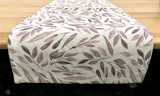 Sprügel moderner Tischläufer NEU Digitaldruck Blattdesign Natur Altrose 40x90cm