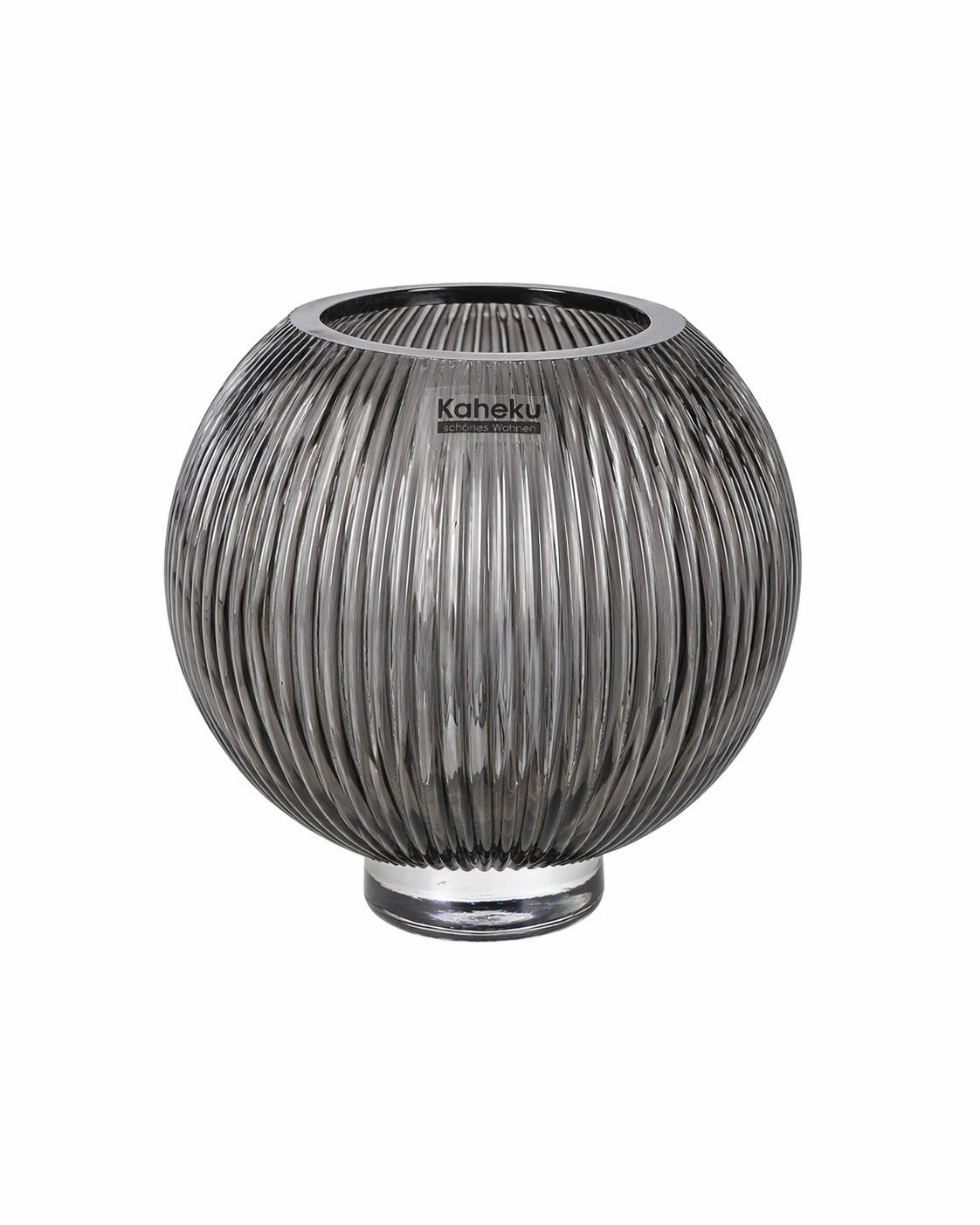Kaheku Glas Teelichthalter LUMINA Neu Grau Kugelform 18 cm Hoch 16,5cm Rund