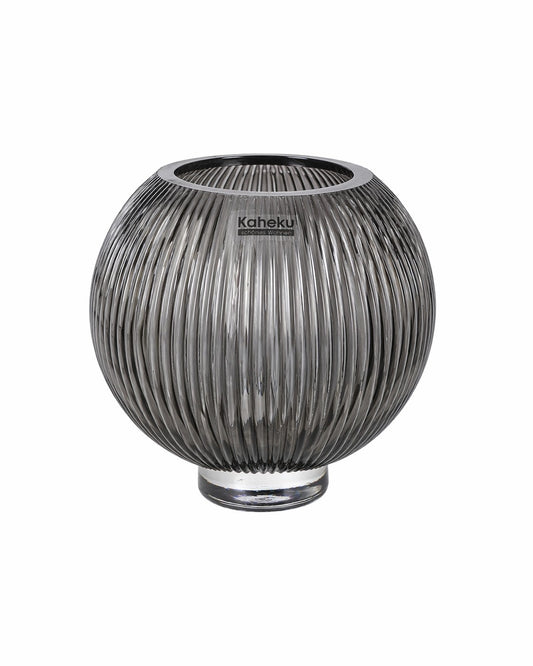 Kaheku Glas Teelichthalter LUMINA Neu Grau Kugelform 18 cm Hoch 16,5cm Rund