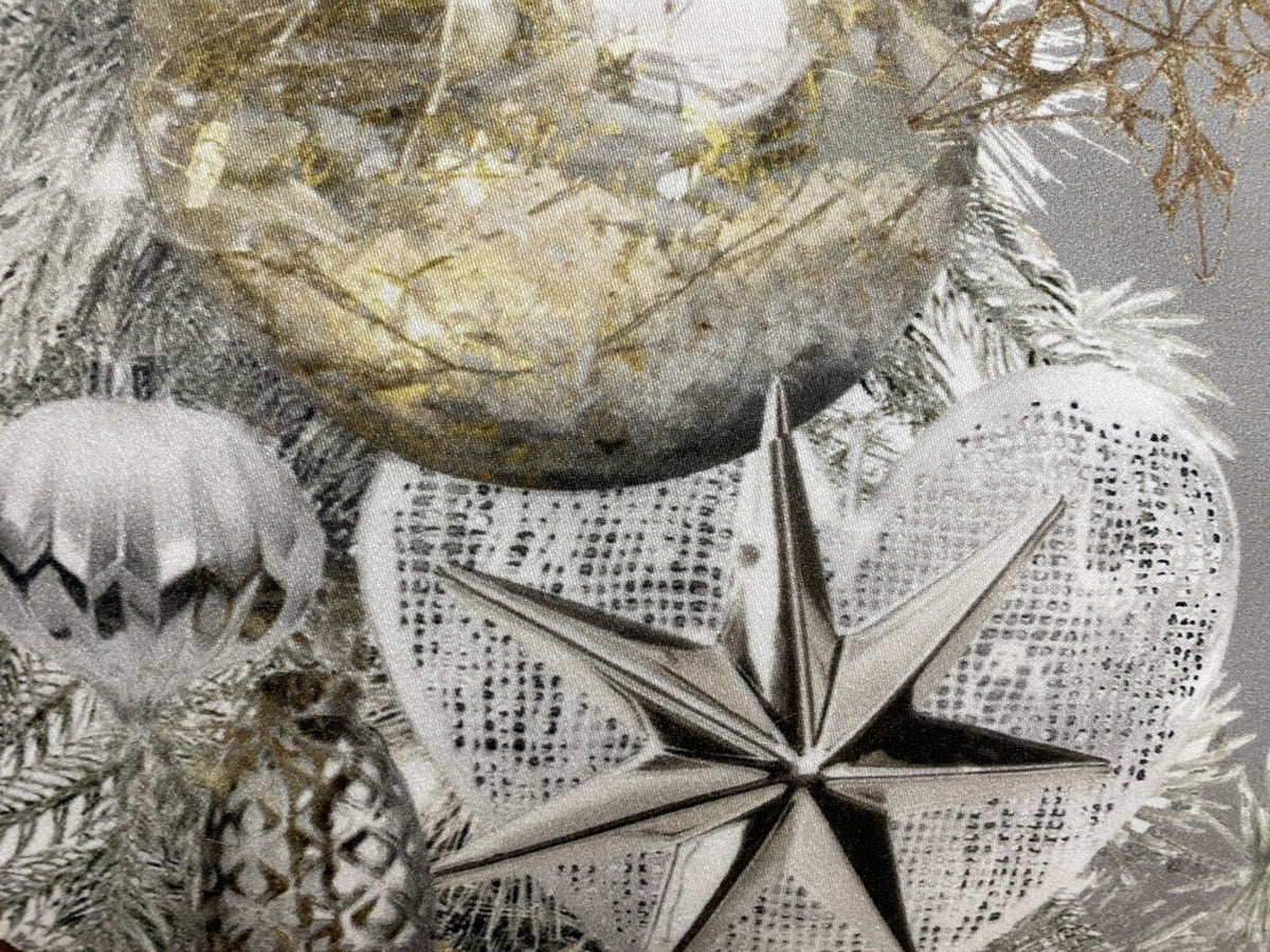 Apelt Weihnachts- Kissenhülle Kugeln Zapfen Grau Weiß Gold 49x49cm