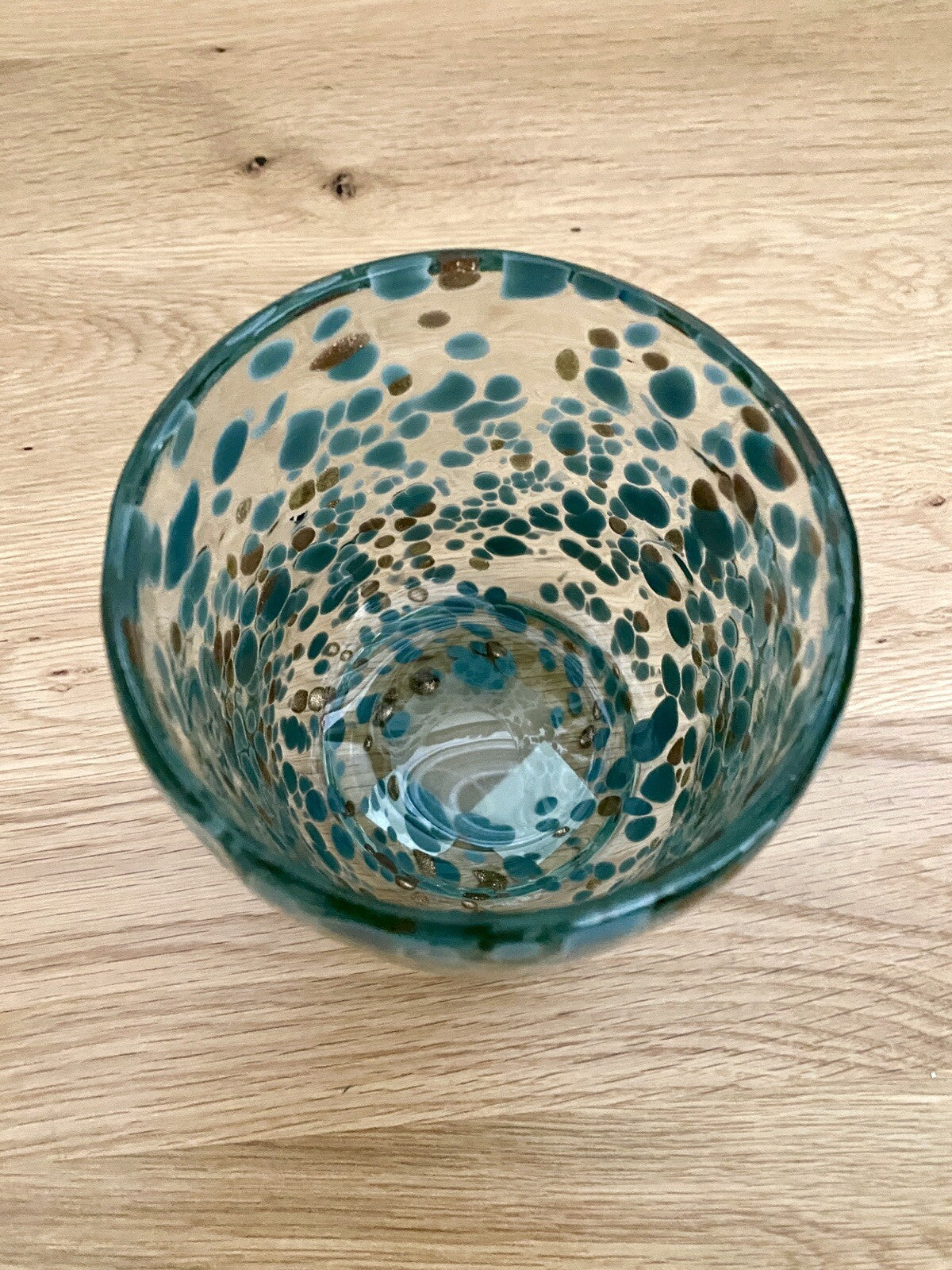 Casablanca chices Windlicht Glas NEU Petrol Kupfer Gesprenkelt 13,5cm Hoch