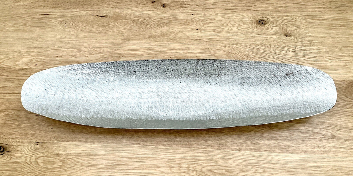 Casablanca moderne Aluminium Schale SINAR NEU Strukturiert Silber 68 cm Lang