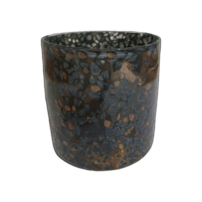 Kaheku chices Windlicht Glas NEU Anthrazit Kupfer Gesprenkelt 18 cm Hoch