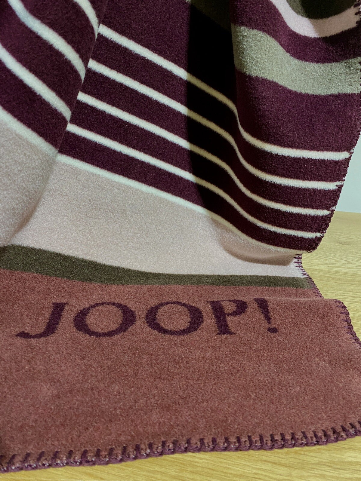 JOOP! Kuschel Wohndecke LINES Beere Rosa Creme Braun 150x200cm