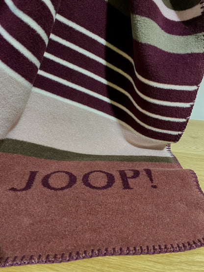 JOOP! Kuschel Wohndecke LINES Beere Rosa Creme Braun 150x200cm