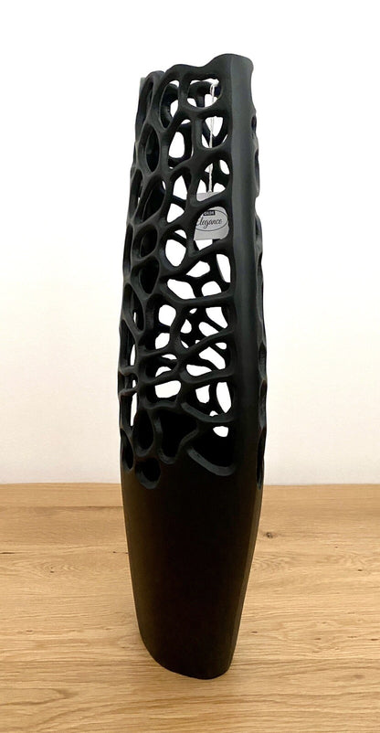 Gilde moderne Aluminium Vase OSAKA NEU Schwarz Korallen Design  49 cm Hoch