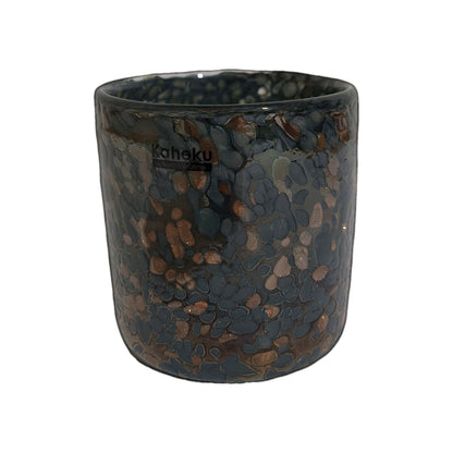 Kaheku chices Windlicht Glas NEU Anthrazit Kupfer Gesprenkelt 10 cm Hoch