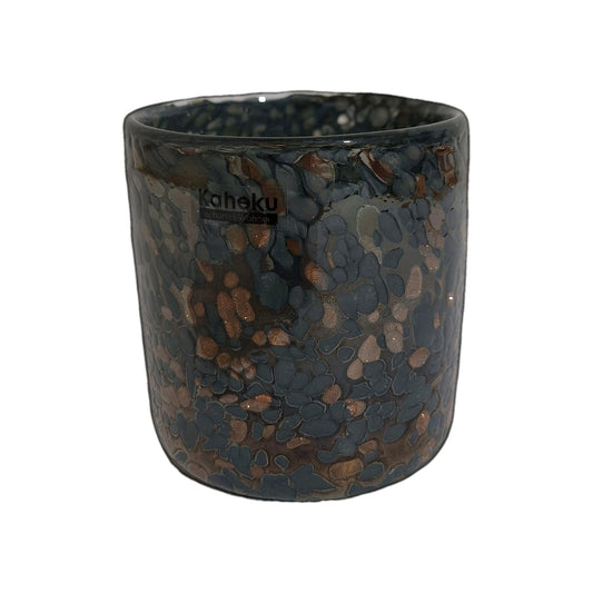 Kaheku chices Windlicht Glas NEU Anthrazit Kupfer Gesprenkelt 10 cm Hoch