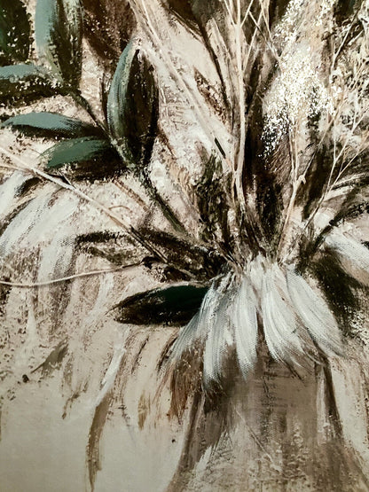 Gilde chices Gemälde „Blumenstrauß“ NEU Natur Braun Salbei Gold 90x120 cm