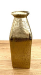 Gilde moderne Aluminium Vase LOLA NEU Gold Strukturiert Quadratisch 38 cm Hoch