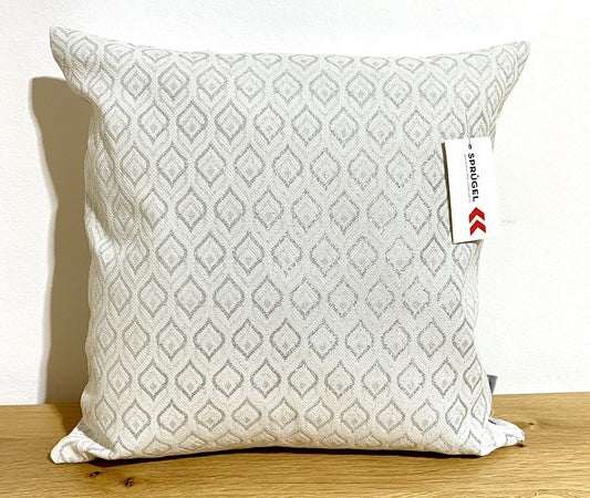 Sprügel Festlich-Elegante Jaguard Kissenhülle Rauten Natur Silber 40x40cm